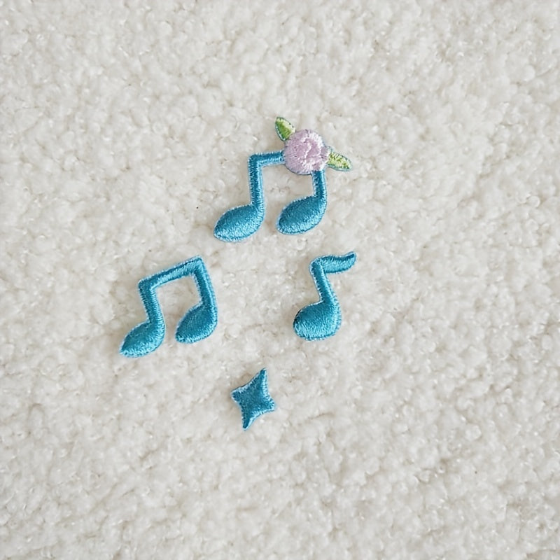4pcs Music Notes Mixed Fabric Stickers DIY Creative Self-adhesive Stickers