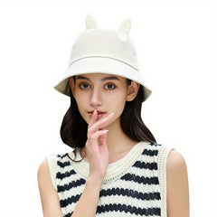 Bunny Ears Bucket Hat Solid Rabbit Sun Hat Lightweight Travel Beach Hats