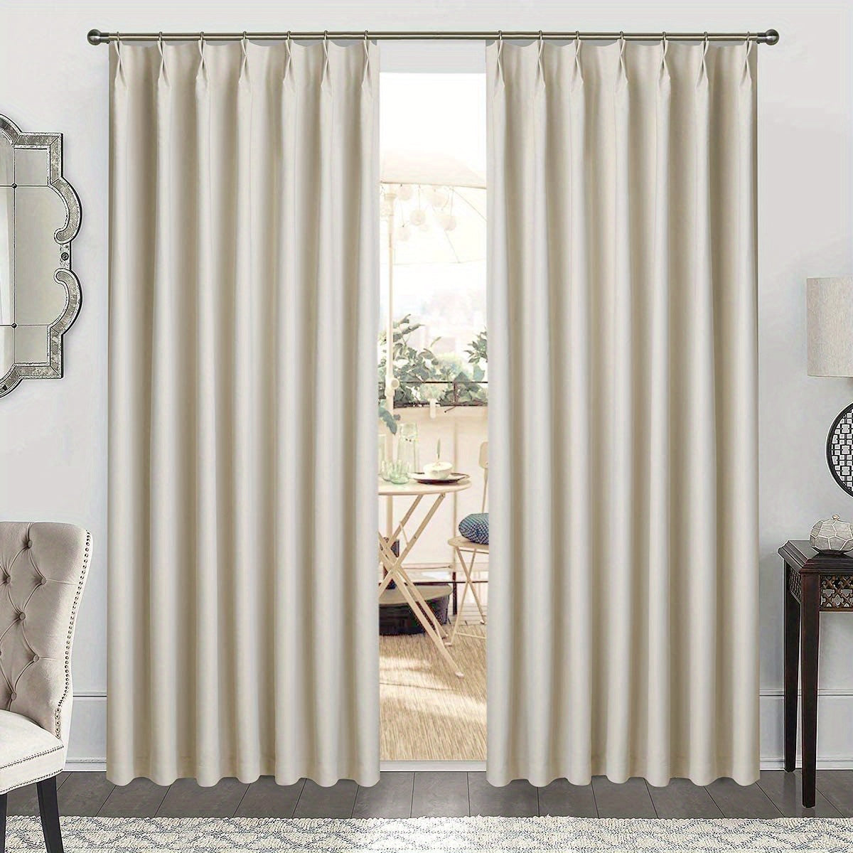 Soft Pleated Hook Curtain for Bedroom Study Living Room
