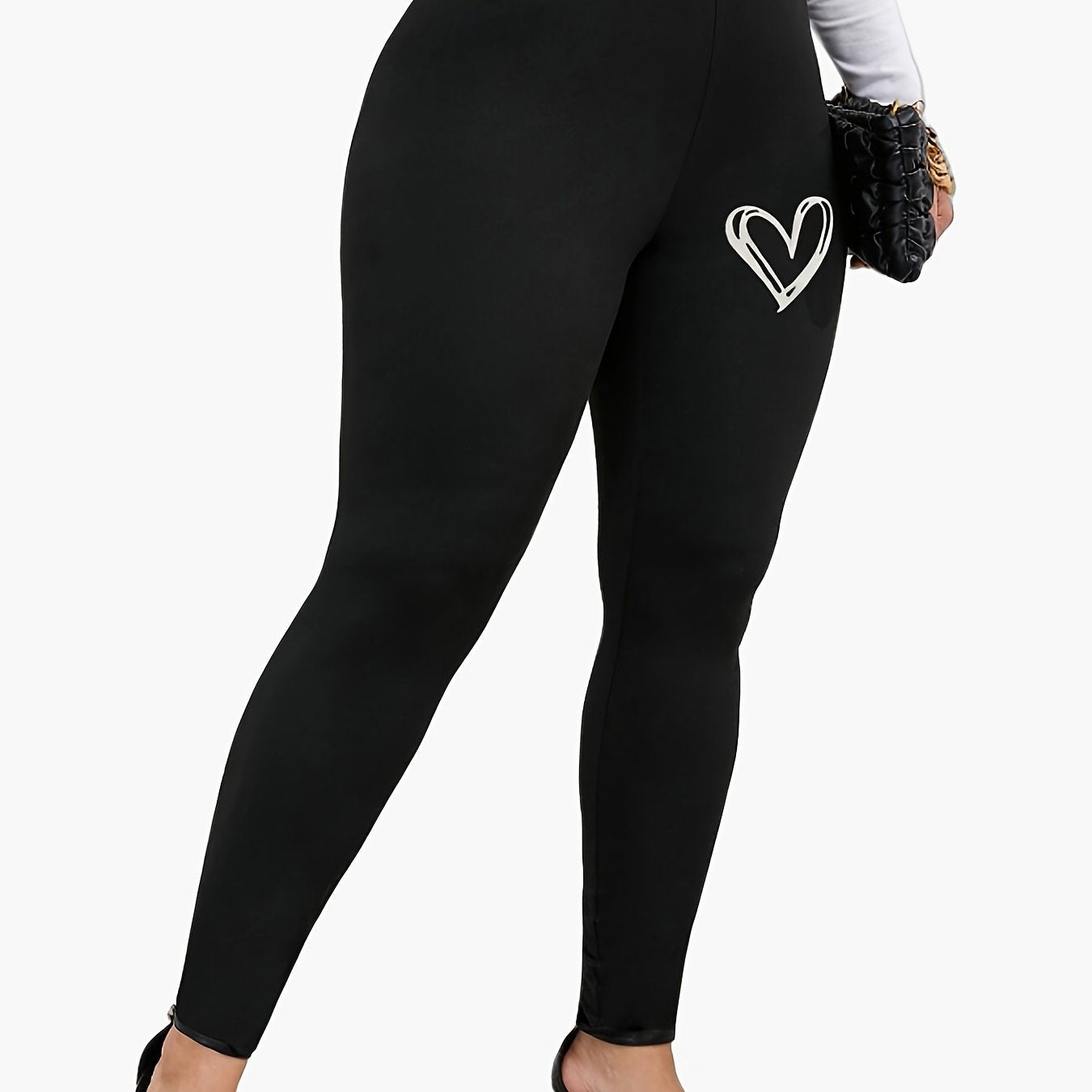 Heart Print Yoga Pants Medium Stretch Leggings
