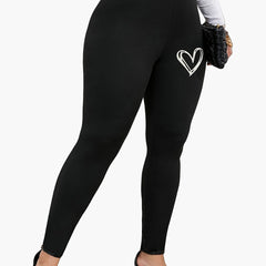Heart Print Yoga Pants Medium Stretch Leggings