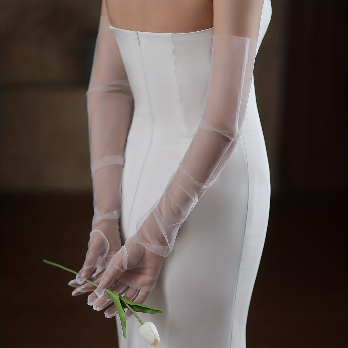 Bridal Rhinestone Mesh Gloves - Wedding Accessories