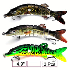 3pcs Bionic Section Swimbait for Bass and Trout Fishing