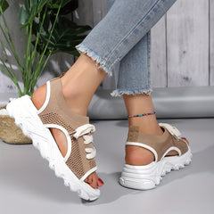 Women's Woven Platform Wedge Sandals Open Toe Breathable Summer Sandals