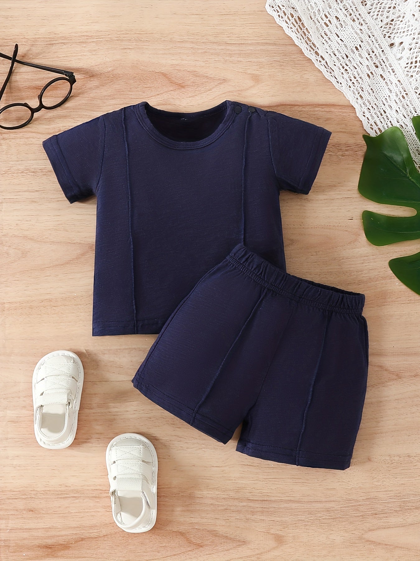 Boy's Cotton Casual Suit Crew Neck Tee Top & Shorts Toddler Baby Outfit Clothes