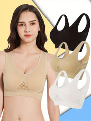 3pcs Wireless Sports Bras Hollow Out Breathable Running Yoga