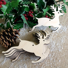 10pcs Elk Wood Crafts DIY Christmas Tree Hanging Decorations