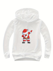 Dancing Santa Print Cotton Hoodie Girls Pullover Spring Fall Christmas