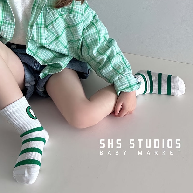 5 Pairs Letter Printed Sport Mesh Socks for Girls