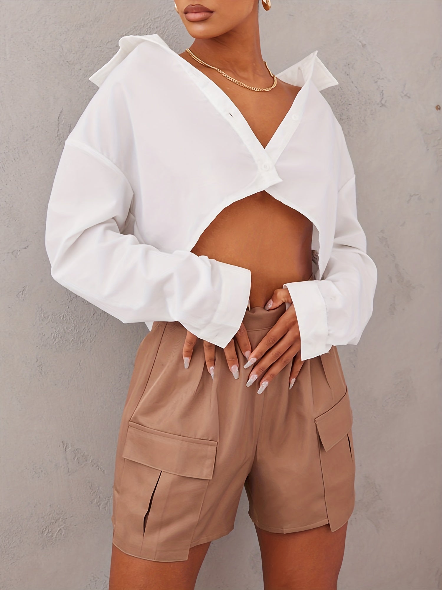 Y2K High Waist Cargo Shorts Summer Solid Casual Shorts