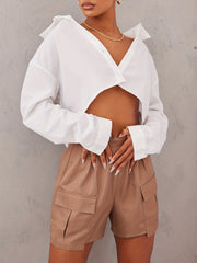Y2K High Waist Cargo Shorts Summer Solid Casual Shorts