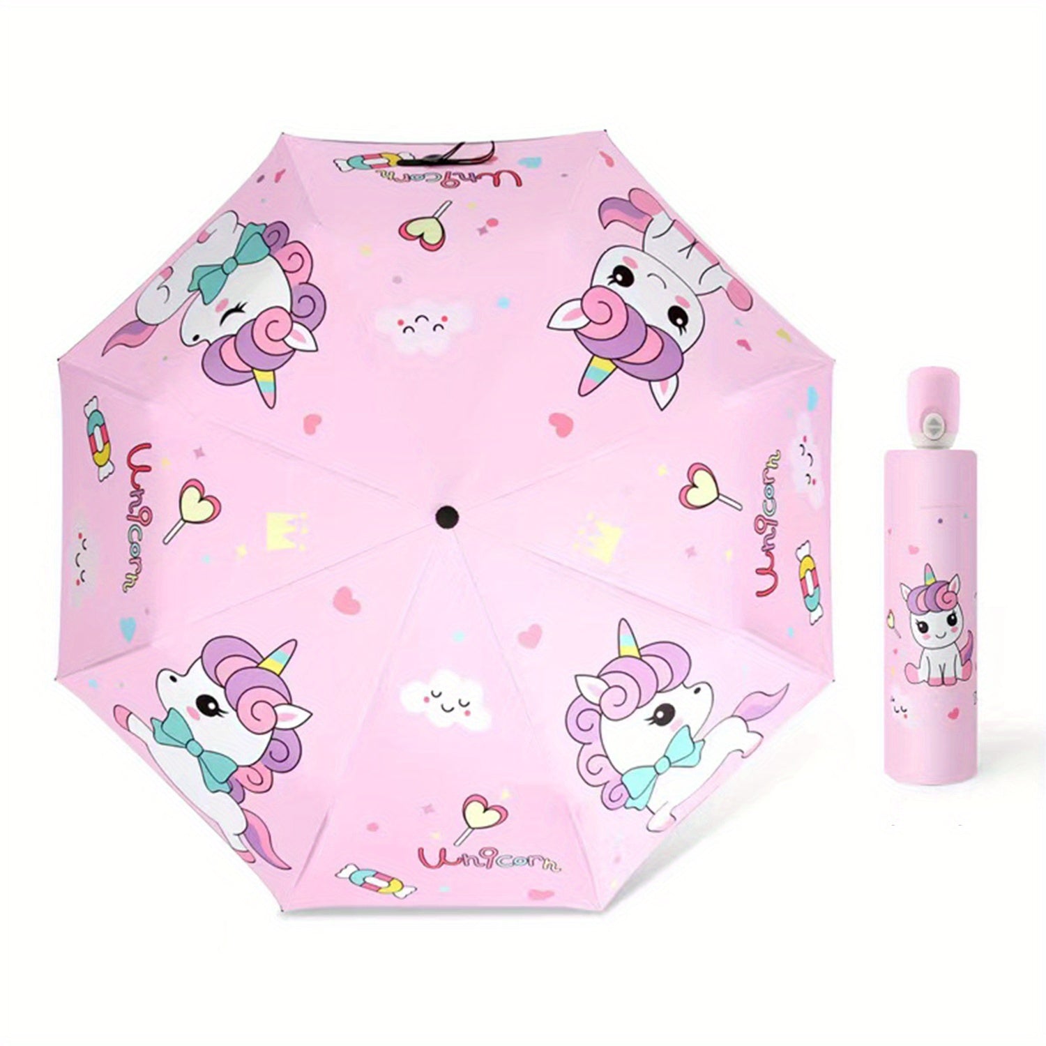 Portable Cartoon Animal Folding Umbrella for Kids, Windproof UV Protection
