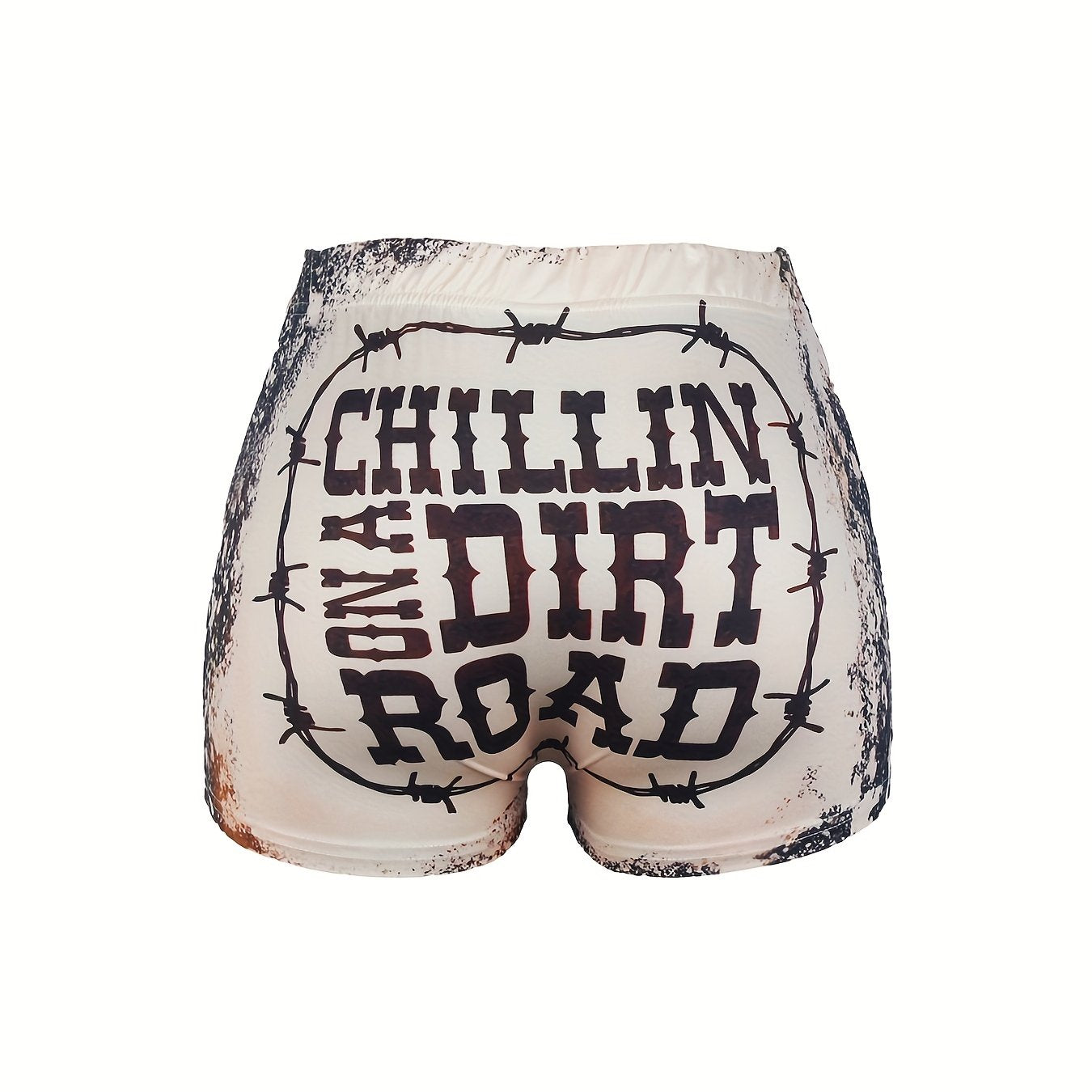 Letter Print Skinny Shorts Casual Shorts For Spring & Summer Women's Clothing