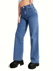 High Waist Straight Jeans Wide Leg Denim