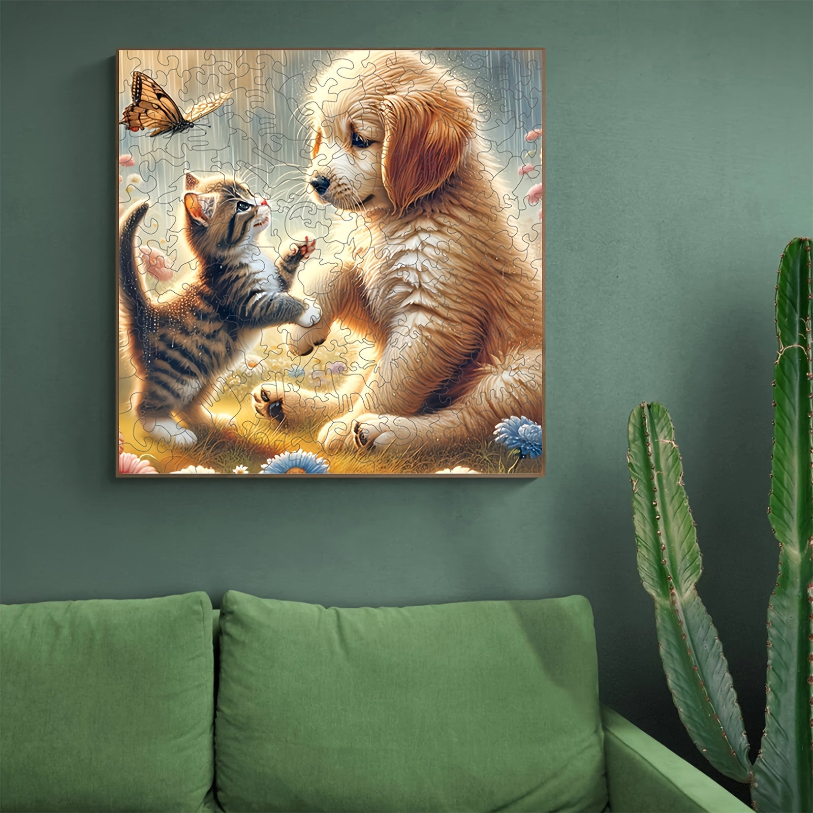 Adorable Kitten and Puppy Wooden Jigsaw Puzzle