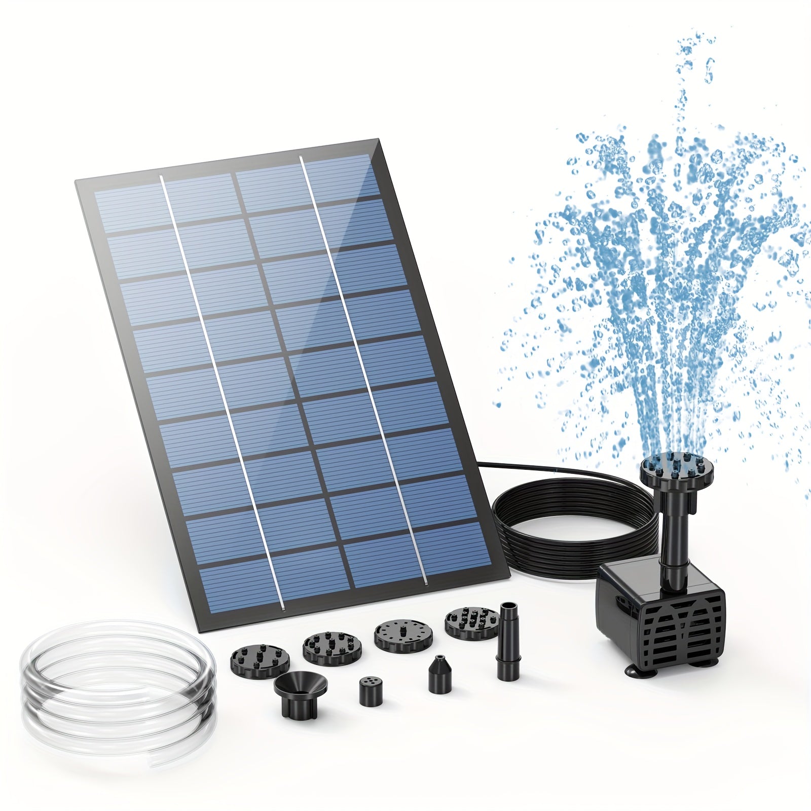 Solar Fountain Pump DIY Water Fountain w/ 6.56ft Pipe & 18 Sprays for Garden