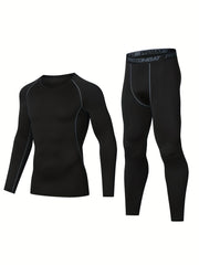 Men's High Stretch Gym Fitness Set Long Sleeve T shirt And Legging Set