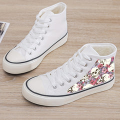 Girl's High Top Skull Skate Shoes With Plush Lining