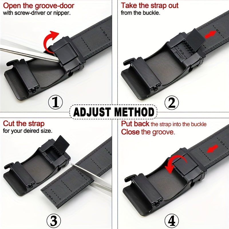 Men's Leather Needle Buckle Belt Brown Middle aged & Youth Casual
