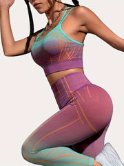 Ombre Fitness Suit Spaghetti Crop Top & High Waist Pant Set