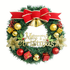 Christmas Golden Bell Wreath with Colored Balls & Bow