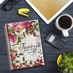 Eat Well Red Flowers Recipe Book 13 97x21 08cm Notebook with 50 Pages