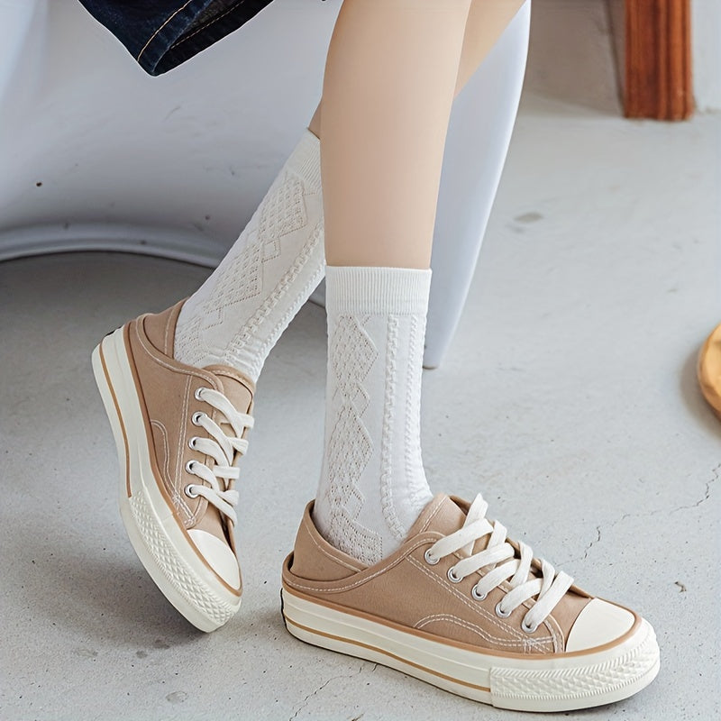 5 Pairs Argyle 3D Textured Socks Soft & Comfy