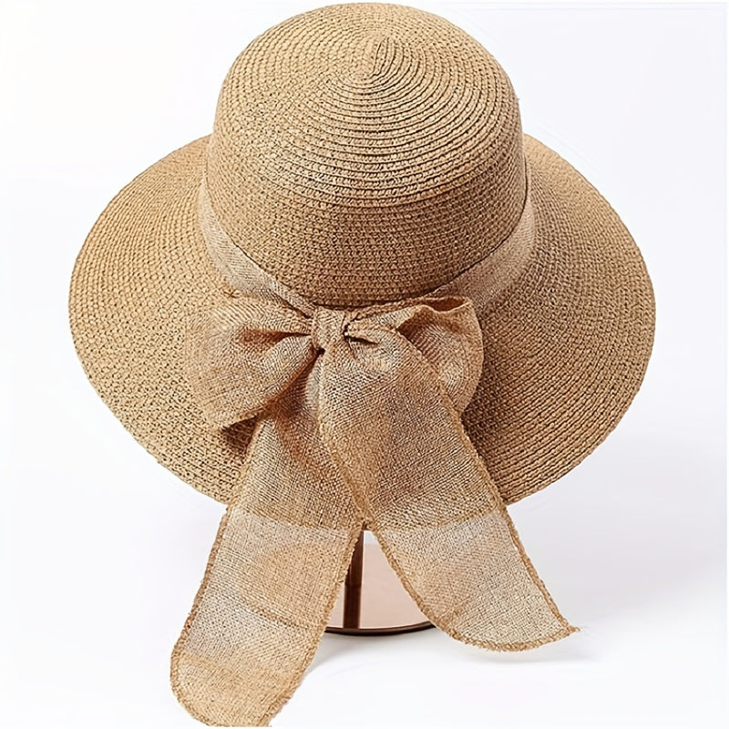 Wide Brim Bowknot Sun Hat Straw Bucket Hats for Women Summer Outdoor