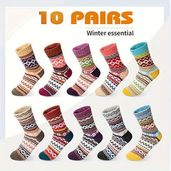 10 Pairs Vintage Ethnic Style Crew Socks