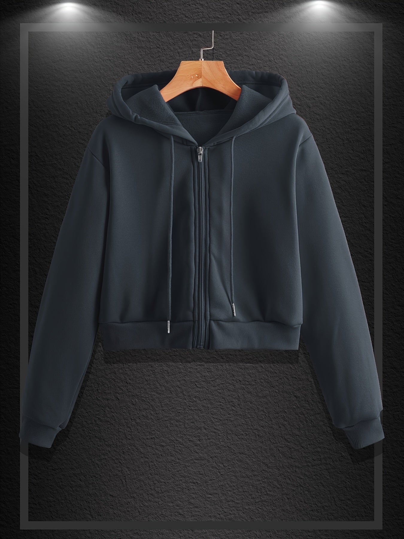 Crop Hoodie Zip Up Hooded Sweatshirt Casual Long Sleeve