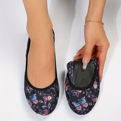 Women's Butterfly Pattern Ballet Shoes Lightweight Soft Sole Shoes