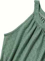 Eyelet Sleeveless Top Summer Casual Wear