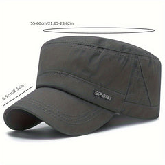 Men's Cotton Flat Top Peaked Cap Sun Protection Casual Military Hat