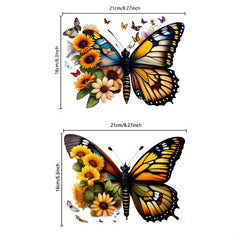2pcs Butterfly & Flower Iron on Stickers Colourful Heat Transfer DIY T shirts