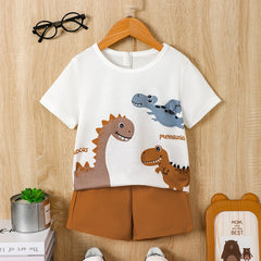 Toddler Boy's Dinosaur T-shirt & Shorts Set for Summer