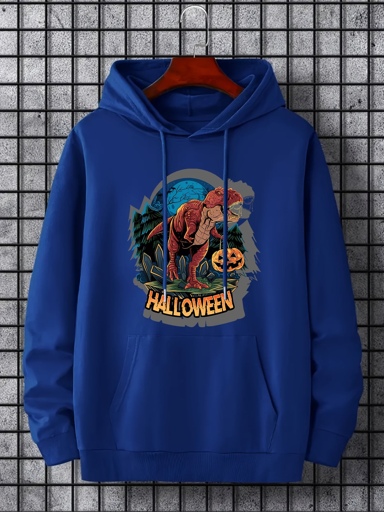 Men's Halloween Dino Print Hoodie Casual Sweatshirt