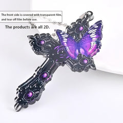 Purple Cross Butterfly Acrylic Decoration Pendant for Rearview Mirror