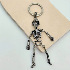 Silver Skeleton Keychain Bag Pendant For Men
