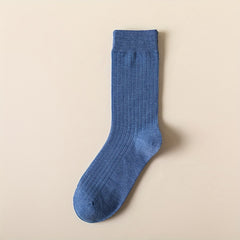 Men's Solid Casual Mid-calf Socks for Business Wear