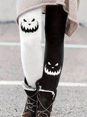 Halloween Graphic Print Skinny Leggings Casual