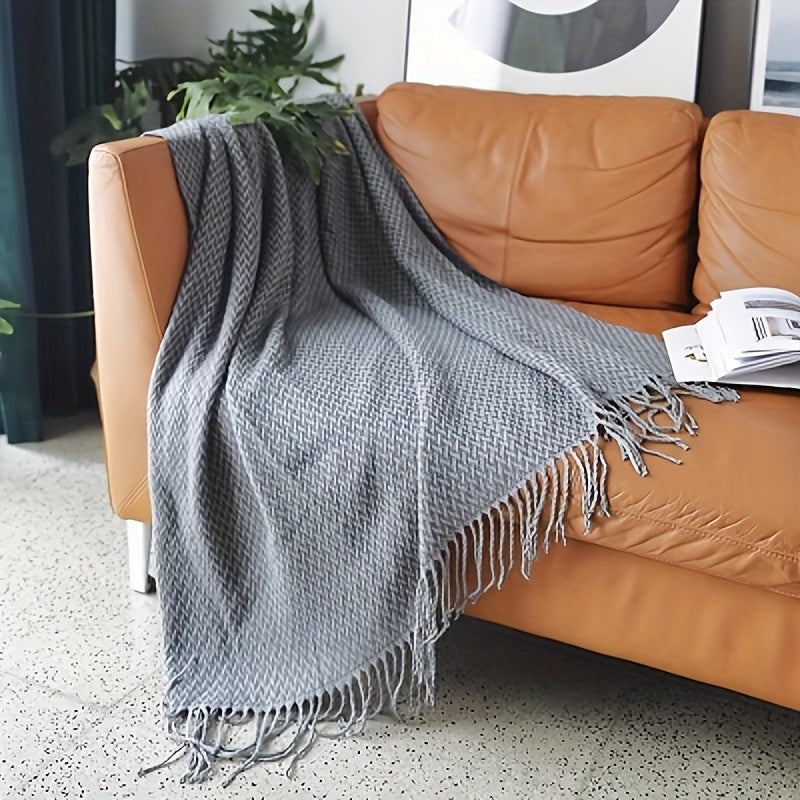 Classic Knitted Throw Blanket Shawl for Outdoor Travel