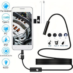 3-in-1 Type C USB Inspection Camera Industrial Endoscope Waterproof Tube Camera