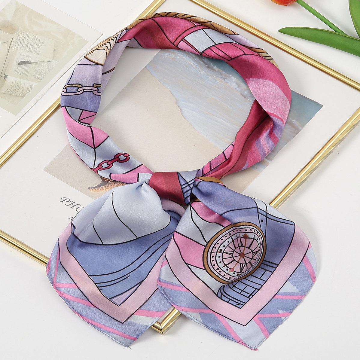 Retro Silk Scarf Small Hairband Square Scarf Headscarf Hair Decoration