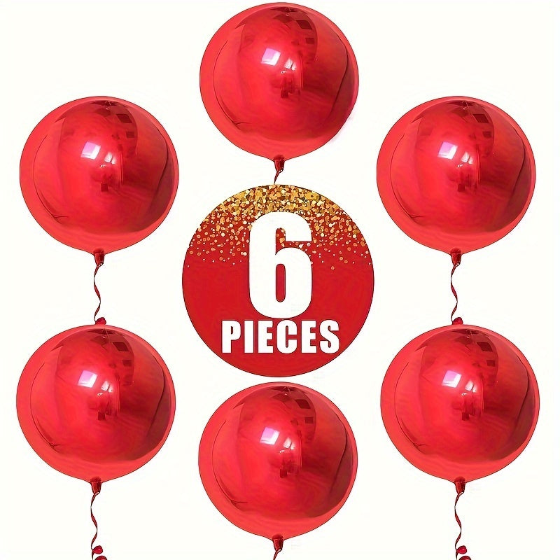 6pcs Red Metal Balloons for Year Christmas Wedding Decoration