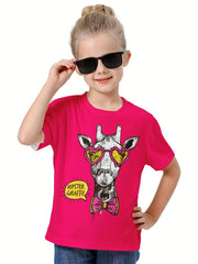 3D Giraffe Graphic Short Sleeve T shirt for Kids