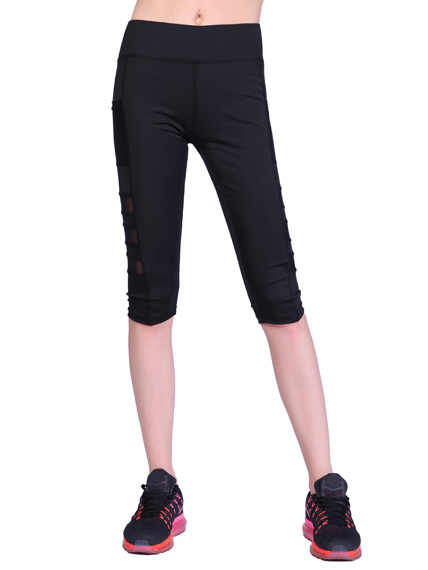 Mesh Panel High Waist Yoga Leggings with Pocket