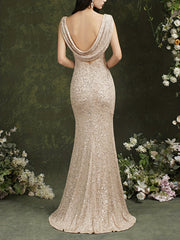 Cowl Neck Backless Split Dress for Wedding Party