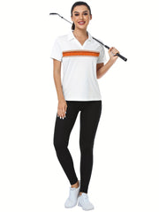 Women's Golf Polo Shirt Moisture Wicking V Neck Tennis Top