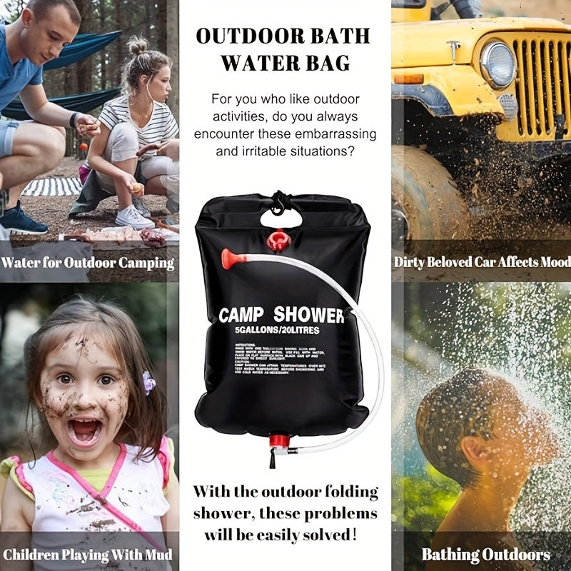 5 Gallon Solar Shower Bag - Heats Up To 45 C - Camping Hiking
