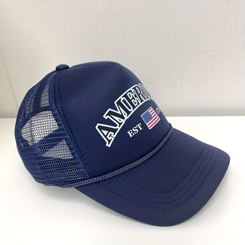 Print Trucker Hat Navy Patriotic Cap For Women & Men